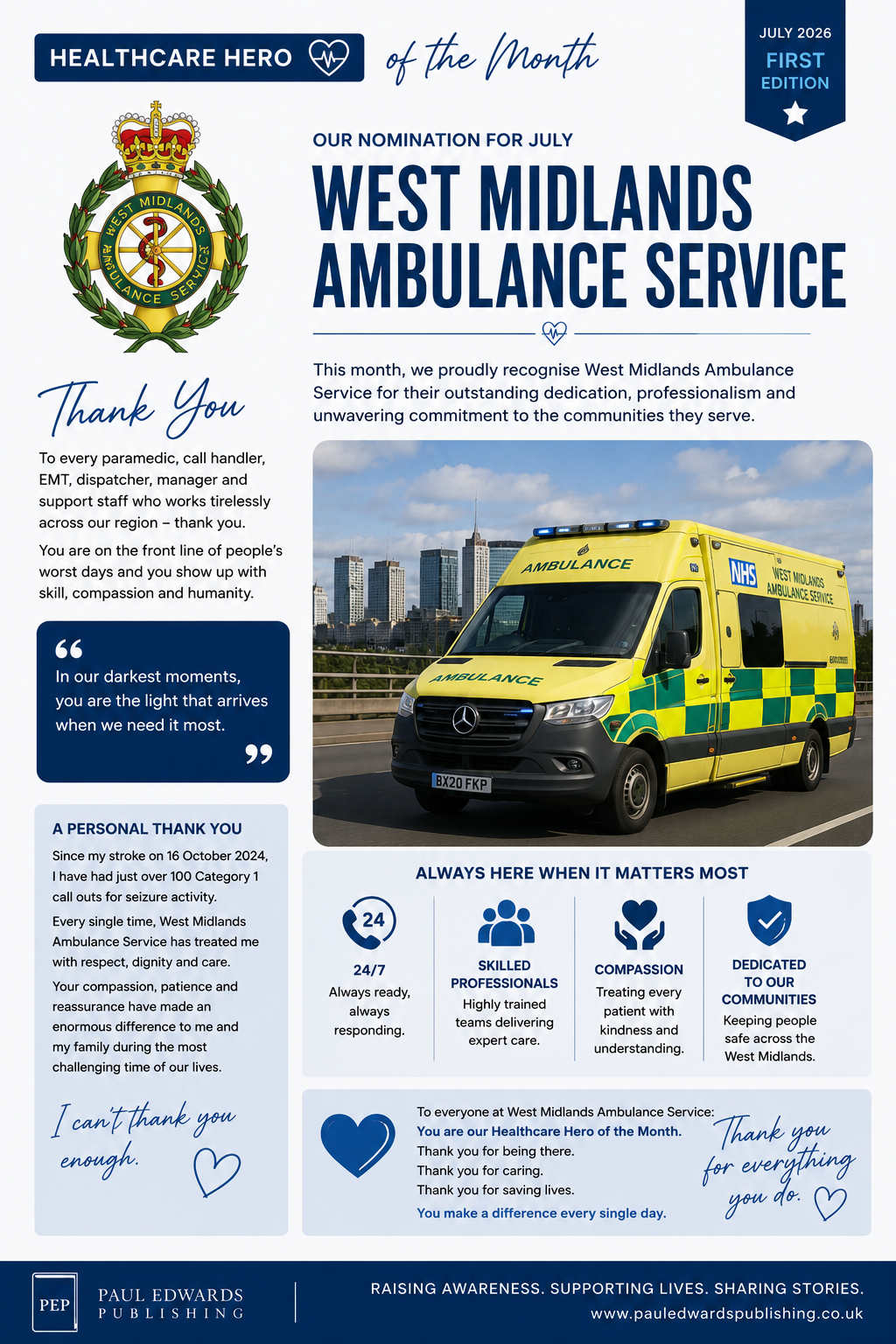 Healthcare Hero of the Month July 2026 – West Midlands Ambulance Service